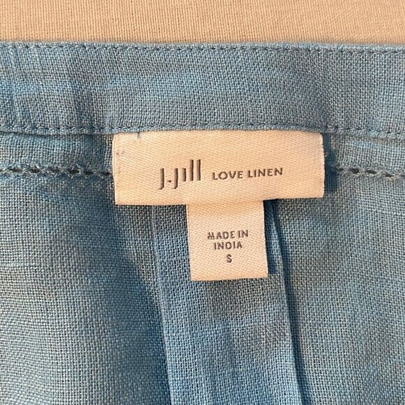 J Jill Love Linen Top Shirt Womens Size S 100% Linen Blue 3/4 Sleeve Summer - Picture 6 of 7